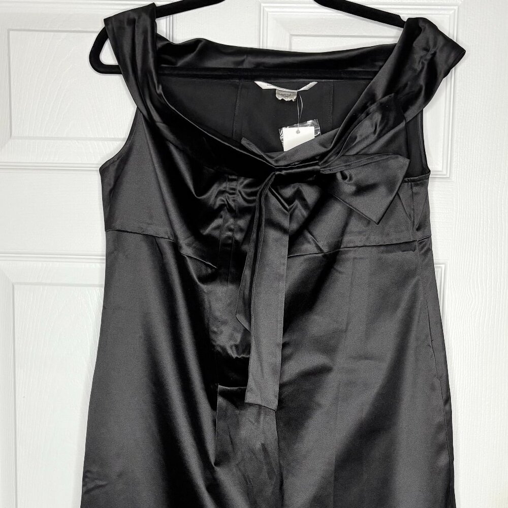 NWT DVF Diane von Furstenberg Pia Black Satin Bow Cocktail Dress Vintage 10